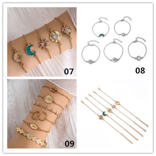 Vòng Đeo Tay Kết Hợp Đồng Xu / Bướm / Kim Cương Thời Trang Bohemia Có Thể Điều Chỉnh