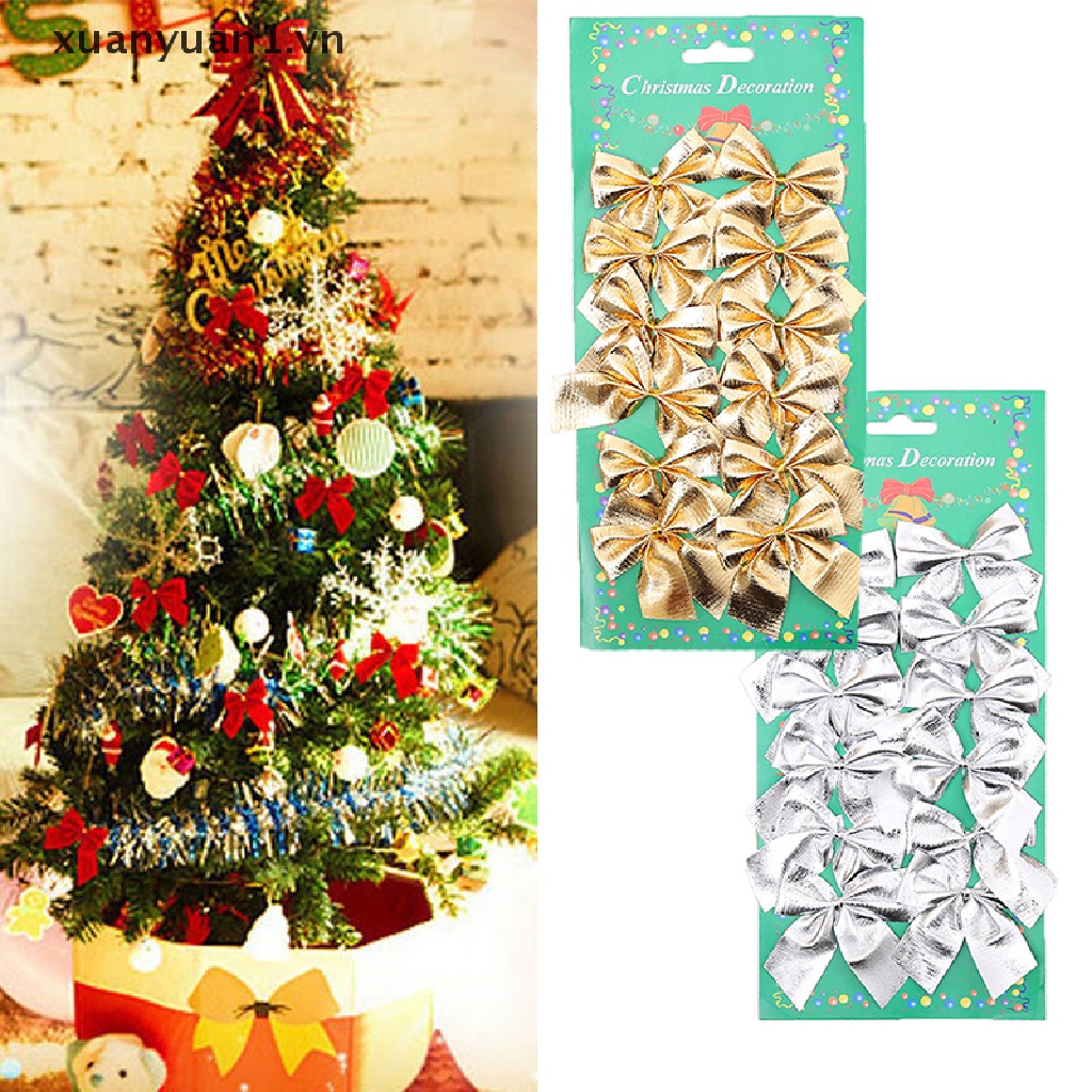 Nơ Ruy Băng Màu Vàng / Bạc Trang Trí Cây Thông Giáng Sinh