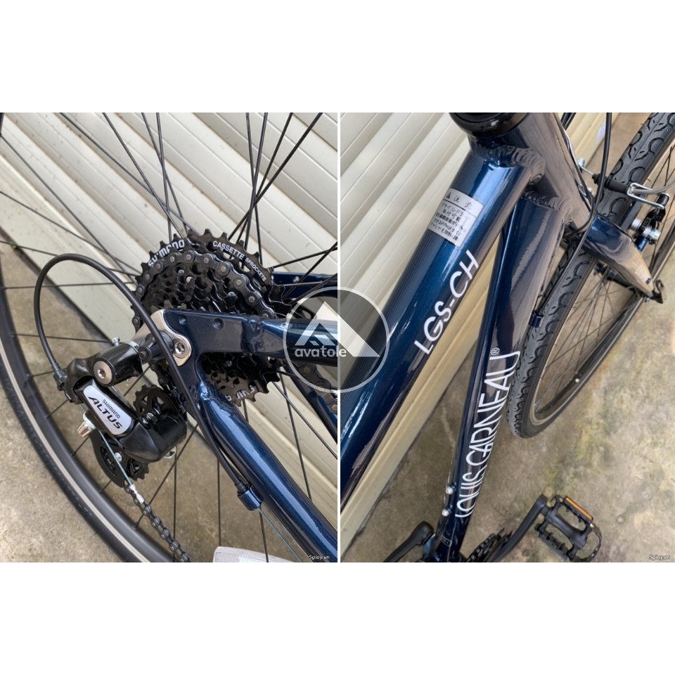 Xe đạp Louis Garneau Lgs-Ch, Khung sườn hợp kim nhôm 6061, Bộ truyền động Shimano Tourney 24speed, Màu trắng xanh dương