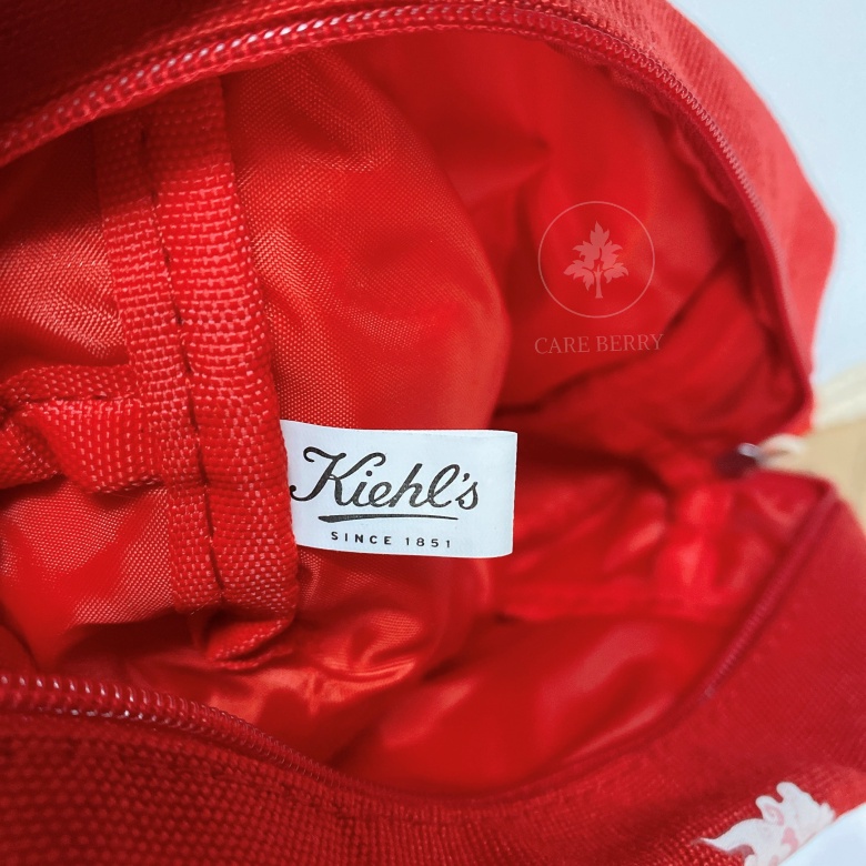 Túi mỹ phẩm Kiehl’s màu đỏ có họa tiết chính hãng