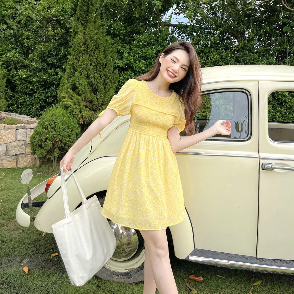 Đầm CATIE - Đầm cổ tròn chun ngực