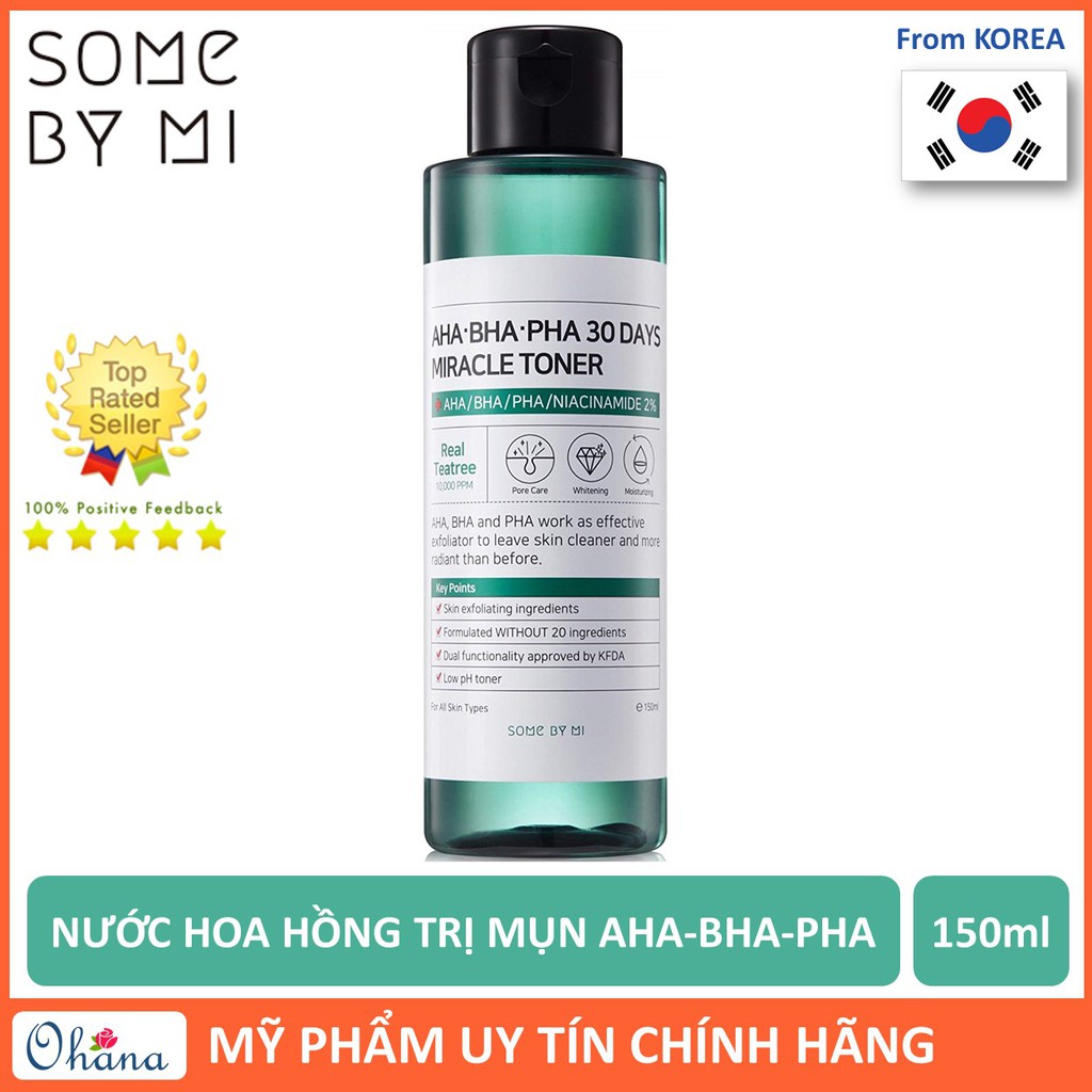 Nước Hoa Hồng Giảm Mụn, Tái Tạo Làn Da Some By Mi AHA-BHA-PHA 30 Days Miracle Toner 150ml