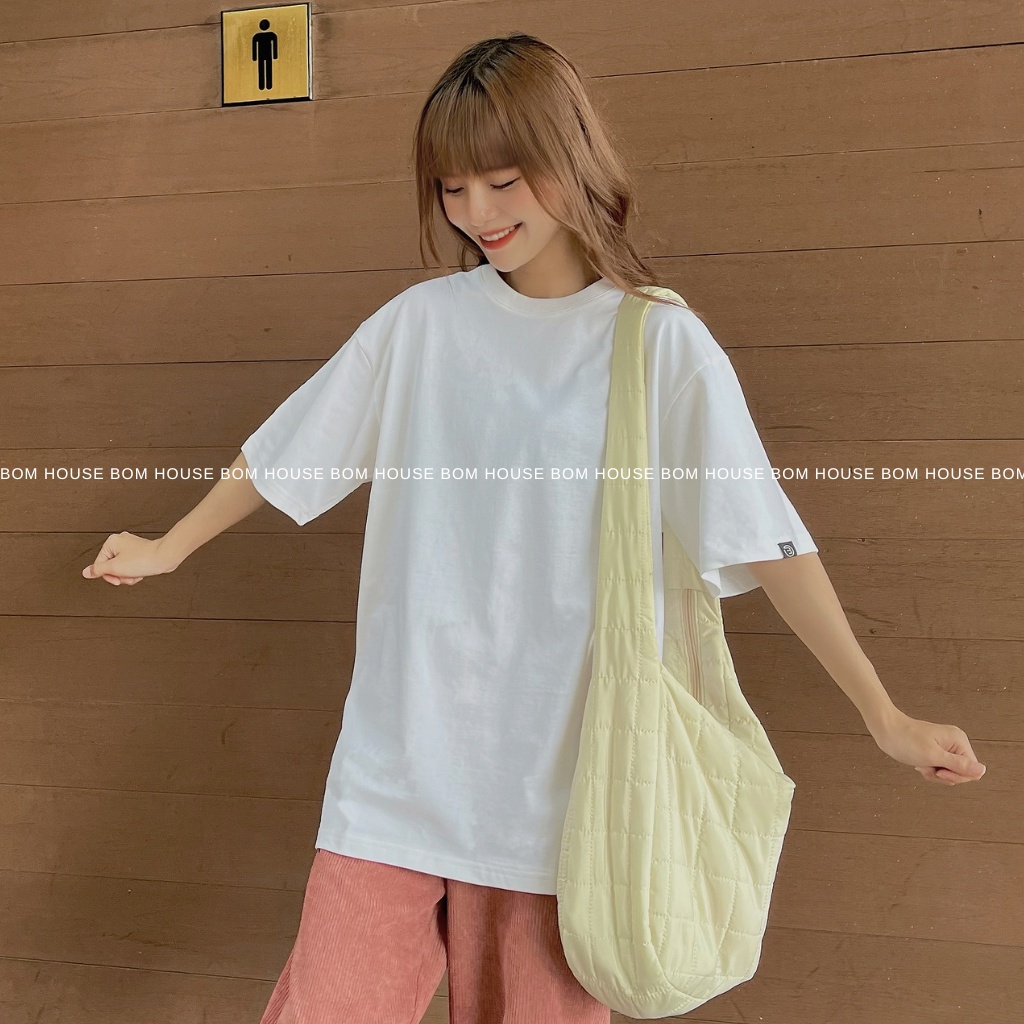 Áo Thun Unisex BOM HOUSE Basic Phông Trơn Nam Nữ Ulzzang Chất Liệu Cotton 2C