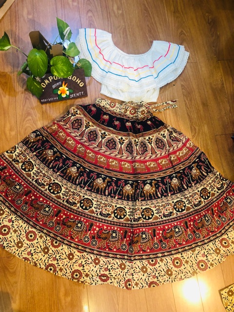 Chân váy boho hoạ tiết Ấn. | BigBuy360 - bigbuy360.vn