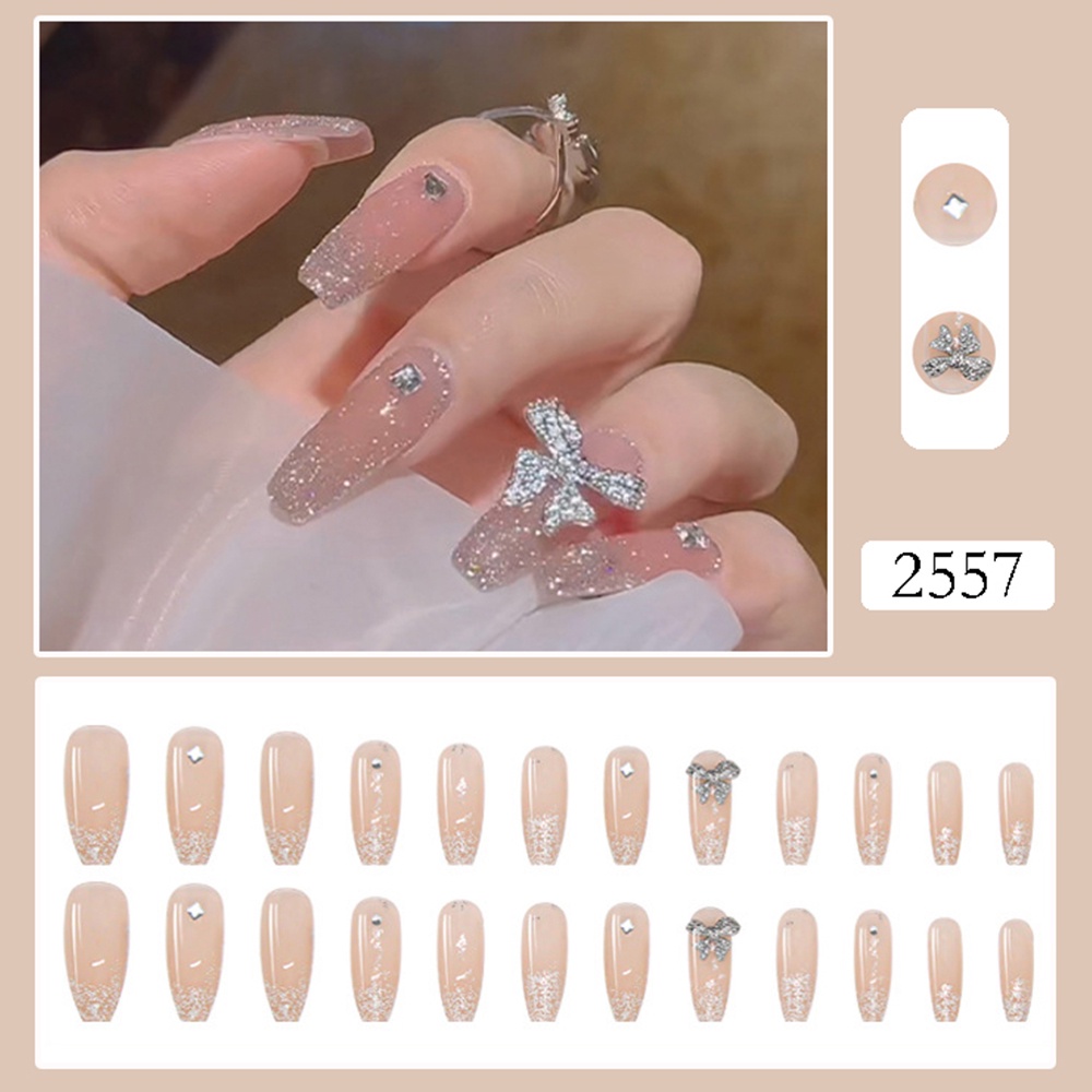 2557  bộ móng tay giả set móng giả trong suốt móng tay giả đính nơ móng tay giả dài đính đá móng giả đẹp bộ móng tay giả đính đá móng tay giả đính đá ngắn
