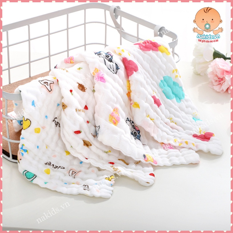 Khăn Sữa Xô 6 Lớp 🍀FREESHIP🍀 Khăn Xô Nhăn Rửa Mặt Cao Cấp 100% Cotton Mềm Mại Cho Da Của Bé