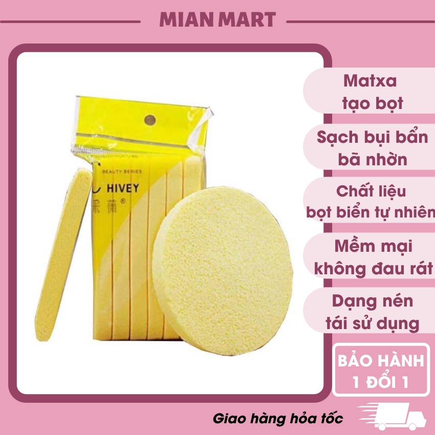 Bông mút rửa mặt bọt biển CHIVEY dạng nén gói 12 miếng - MIAN MART