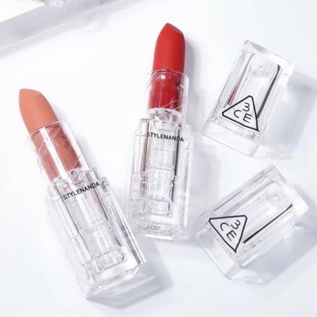 Son Thỏi Lì 3CE Soft Matte Lipstick Vỏ Trong Suốt Cho Làn Môi Mịn Màng 3.5g Chính Hãng