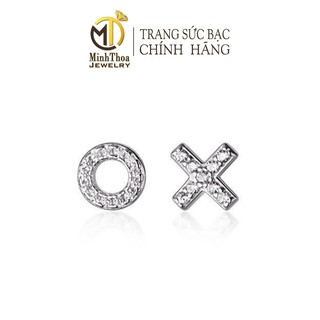 Bông tai nữ bạc đẹp, hoa tai kiểu khuyên chữ x o nhỏ xinh cá tính bạc ta, trang sức Minh Thoa Jewelry