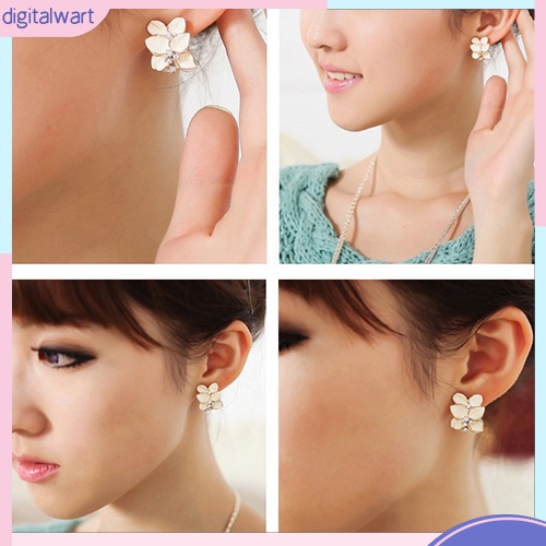 Khuyên Tai Hình Bông Hoa Đính Đá Phong Cách Thanh Lịch Dành Cho Nữ