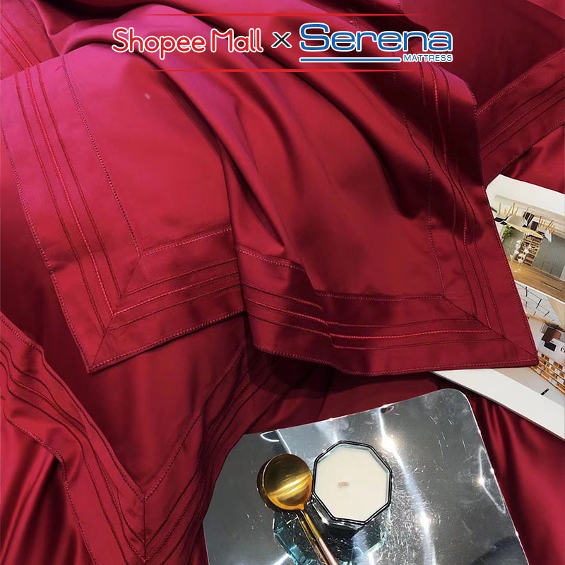 Bộ Chăn Ga Giuờng Trần Bông 5 Món Lụa Satin SERENA Chính Hãng Set Chăn Ra Ga Grap Gối Đệm Nệm Trải Giường Đẹp Cao Cấp