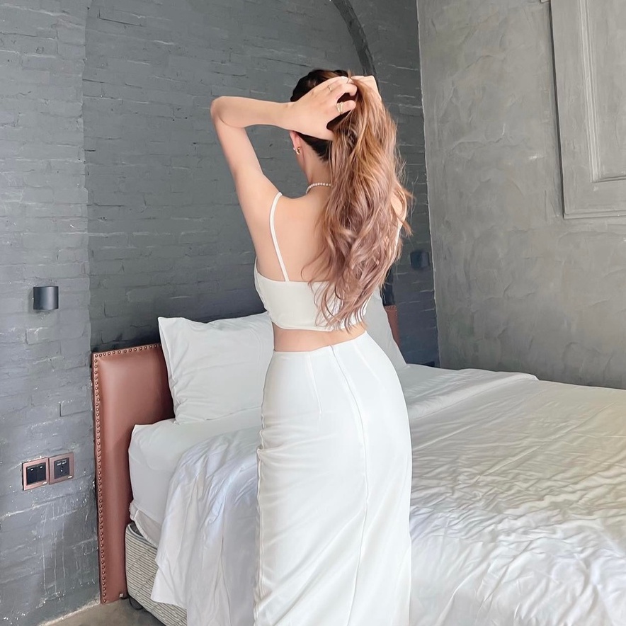 Đầm 2 dây midi kiểu dáng ôm body khoen Emilyshop ulzzang