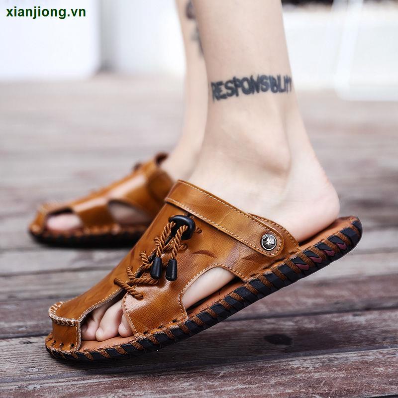 Xăng đan da chống trượt thời trang mùa hè cho nam