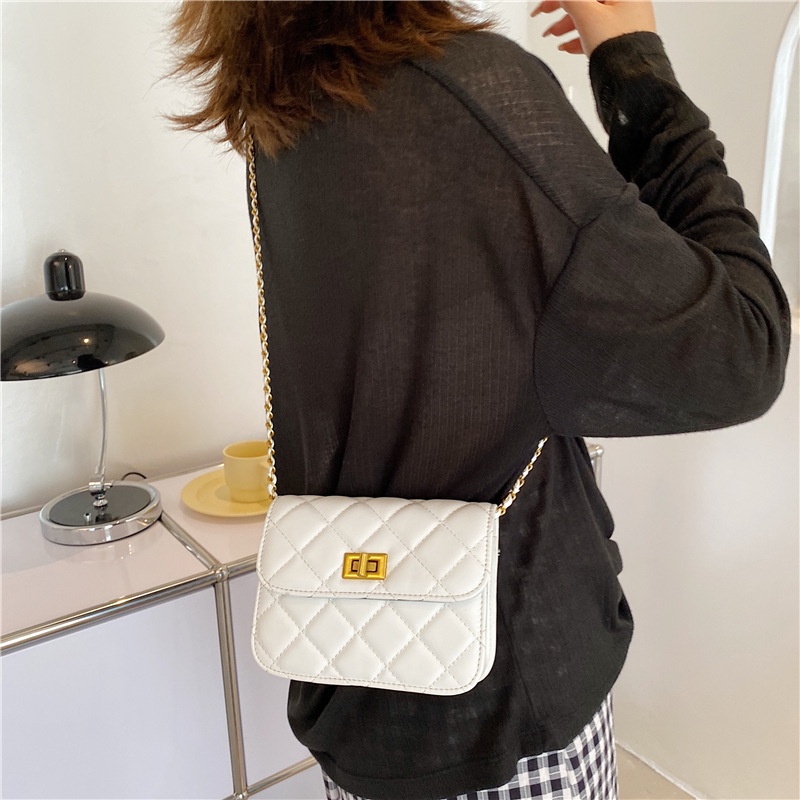 Túi đeo chéo JASMIN NOIR 22BL05126 họa tiết kẻ sọc phối dây xích thời trang cho nữ