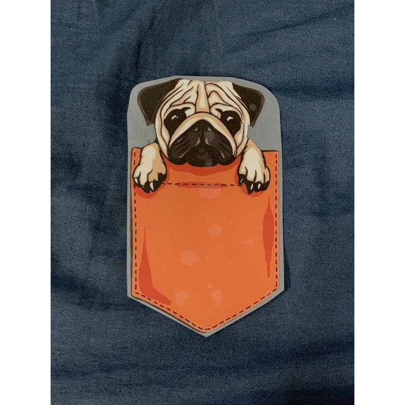 Decal Logo Sticker Patch in áo ủi trực tiếp lên vải hình pug túi áo