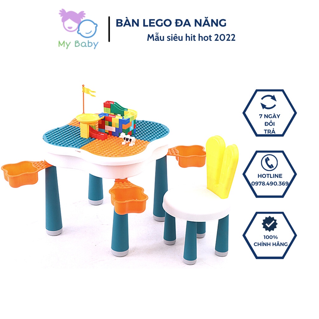 ✚❉ↂBộ bàn ghế đa năng ghép hình le go vừa học ăn ngồi chơi thoải thích cho bé