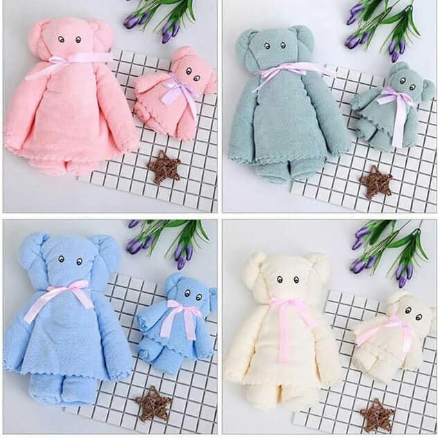 SET 2 khăn tắm khổ lớn siêu mềm mịn hình voi cute Mẫu mới 2020