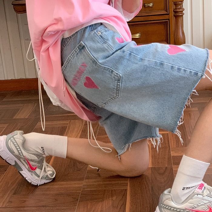 Quần Short Denim Lưng Cao Ống Rộng Thời Trang Xuân Hè Cho Nữ