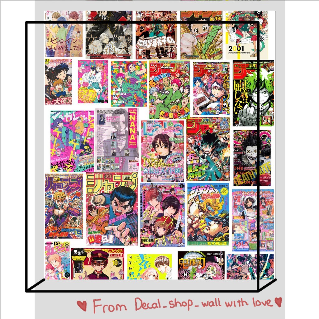12 tấm Wall Collage giấy dày bóng keo sẵng gỡ dán tường trang trí phòng ngủ - theme ANIME