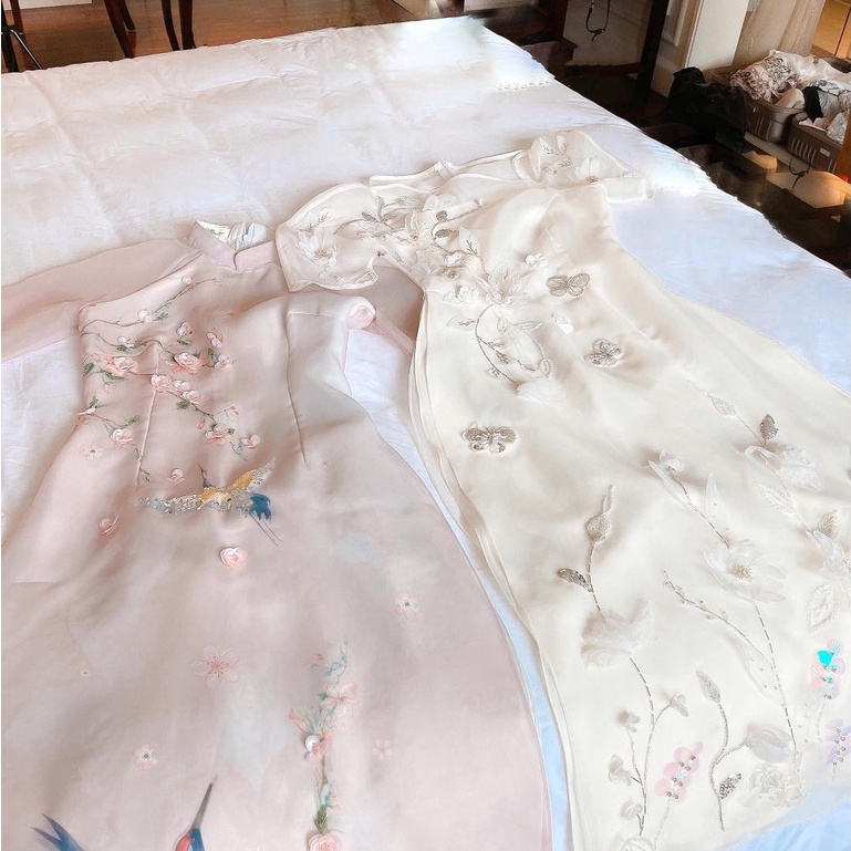 Mita Boutique - Áo Dài Cách Tân Đào Hạc Mita Hoạ Tiết Đính Kết - AD100009