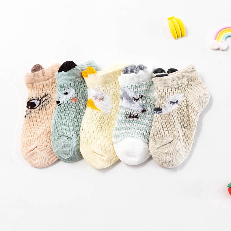 Set 5 đôi vớ MAMIMAMIHOME cotton thoáng khí hình gấu dễ thương cho trẻ em