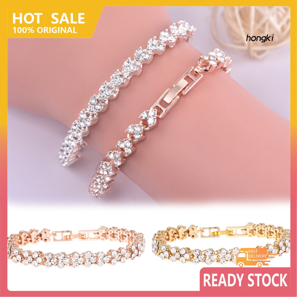 Vòng đeo tay đính kim cương giả lấp lánh thời trang cho nữ tùy chọn màu sắc