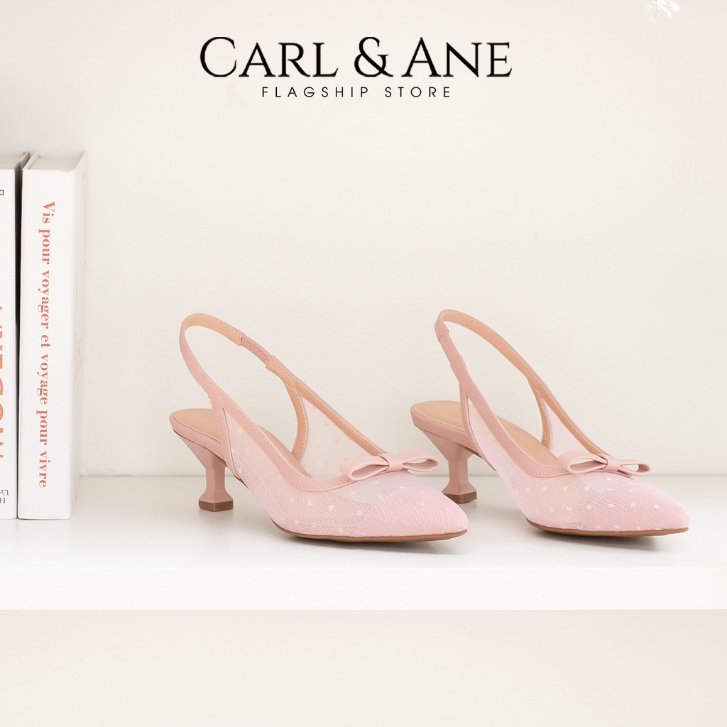 Carl & Ane - Giày cao gót mũi nhọn phối dây lưới thời trang công sở 2022 cao 5cm màu đen - CL030