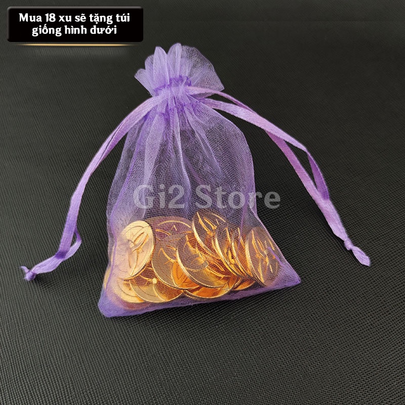 (1 xu) Đồng xu Mora kim loại khắc hình game Genshin Impact chibi sưu tập cosplay độc đáo