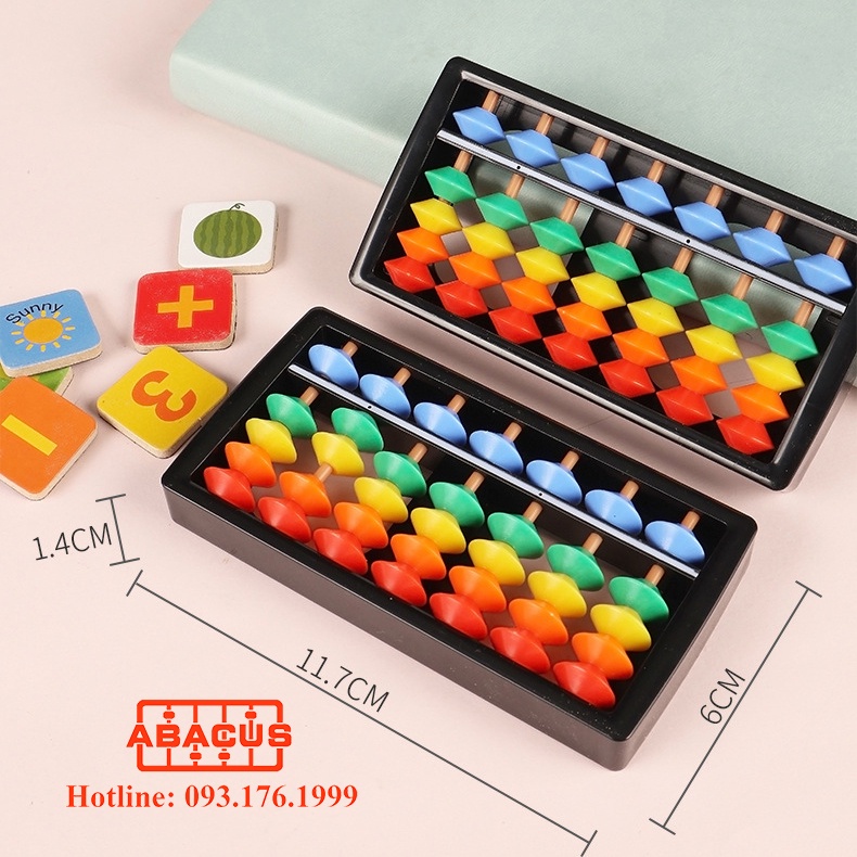 Bàn tính Soroban mầm non 7 cột nhiều màu săc, gia công MIX màu theo yêu cầu 0931761999