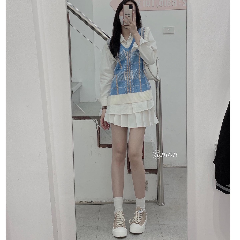 2101183 Chân váy tennis xếp ly cho nữ trơn ulzzang basic nhiều màu có size phong cách hàn quốc