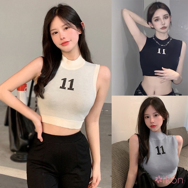 Áo Croptop Dệt Kim Không Tay Ôm Dáng In Chữ Hương Thơm Thời Trang Cho Nữ