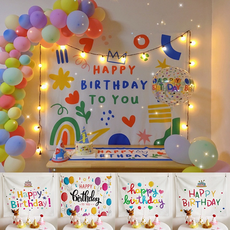 Tranh vải HAPPY BIRTHDAY 130x150cm trang trí tiệc sinh nhật 10 mẫu đẹp