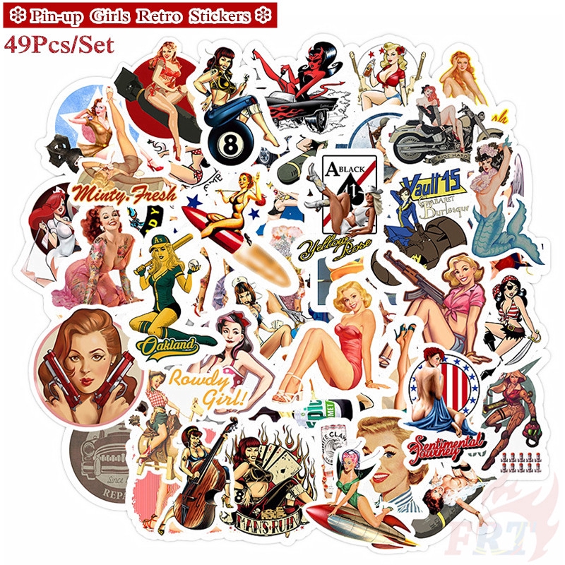 ❉ Retro Junk Journal Beauty Series 03 Pin-Up Girls Stickers ❉ 49Pcs/Set Fashion DIY Mixed Decals Doodle Stickers