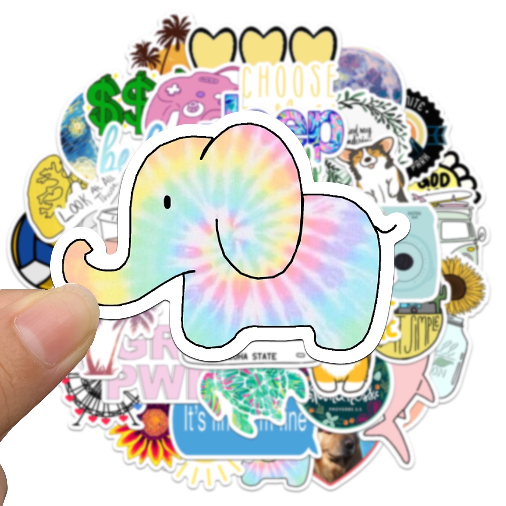 Bộ 10/50 Sticker Hoạt Hình Chống Thấm Nước