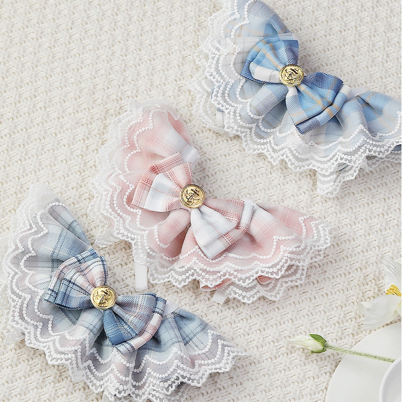 Khăn Choàng Cổ Đính Nơ Họa Tiết Sọc Caro Dành Cho Thú Cưng