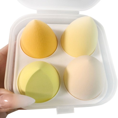 Set 4 mút trang điểm giọt nước đa năng tiện dụng K-Beauty City kèm hộp đựng