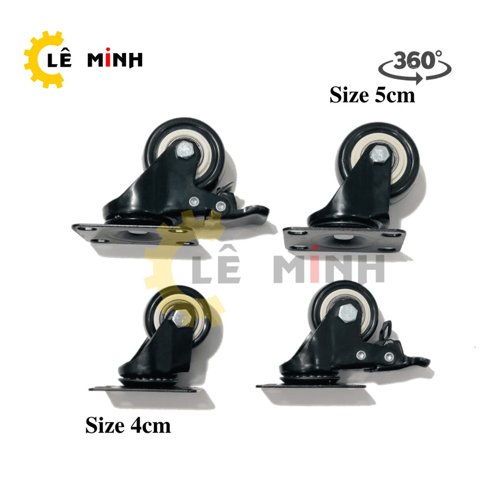 Bộ 4 Bánh Xe Đẩy Hàng Mini Loại Tốt - 4cm, 5cm - Có khóa Chống Trượt