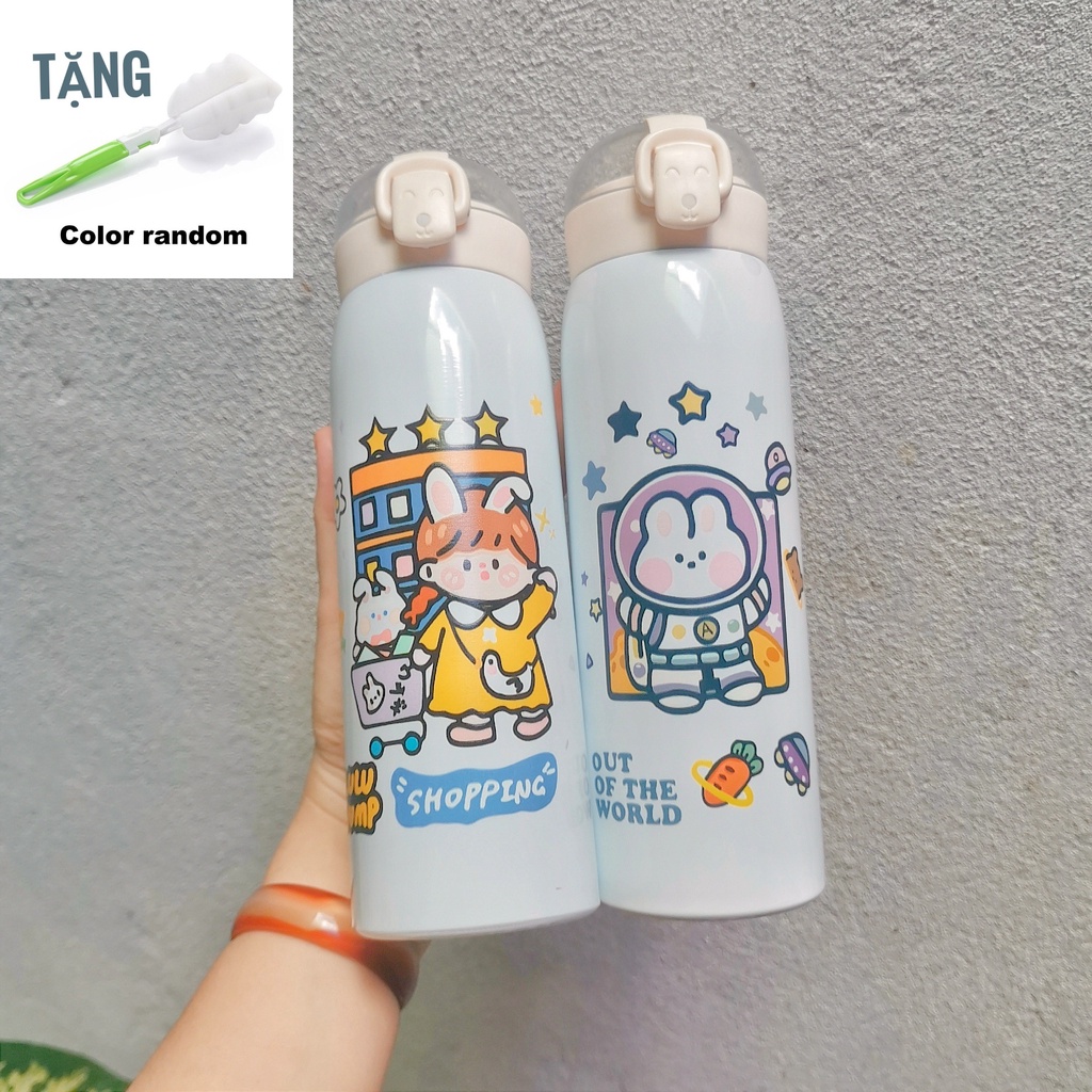 Bình giữ nhiệt inox 304 , bình nước giữ nhiệt  cute inox, bình giữ nhiệt cute cao cấp dung tích 500ml họa tiết xinh xắn