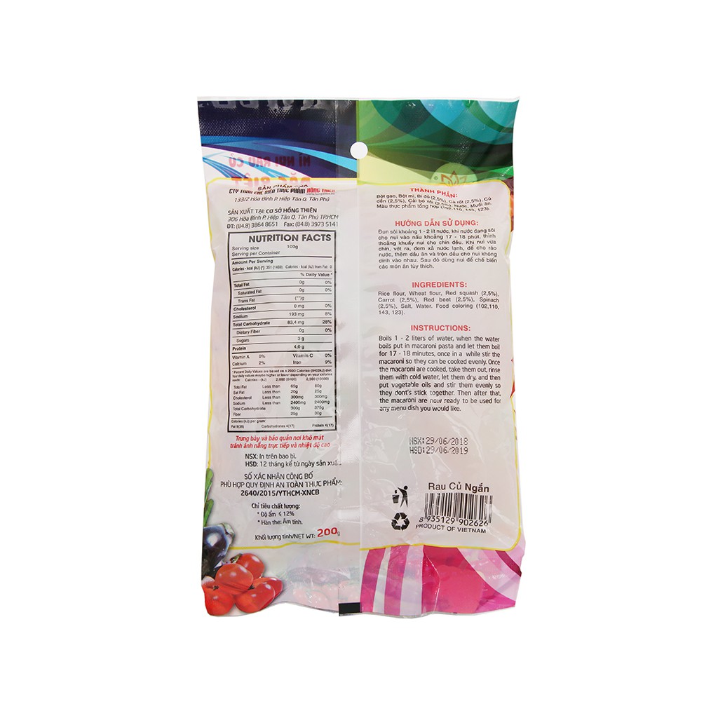 Nui rau củ chữ C Lotus gói 200g