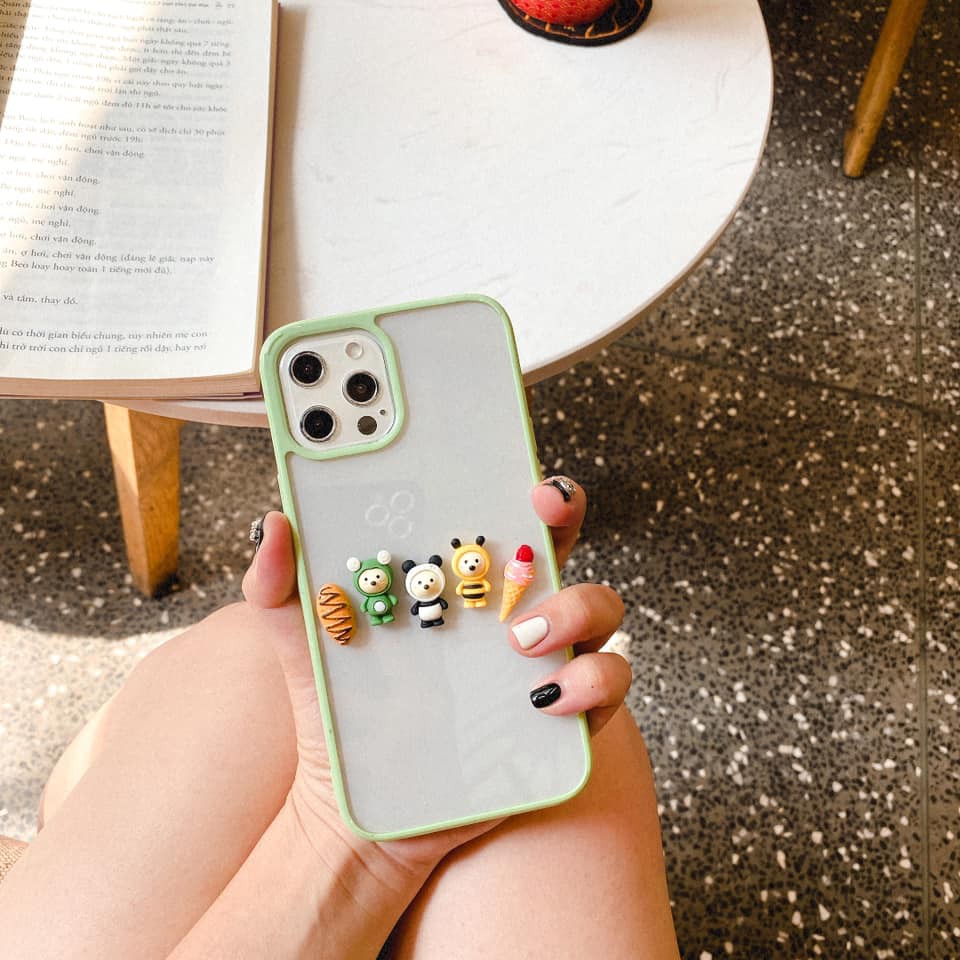 Ốp lưng iphone VIỀN XANH MATCHA 3 GẤU NGỘ NGHĨNH,BÁNH MỲ,KEM 7plus/8/8plus/x/xs/xs max/11/11 pro/11 promax,Anh Ga Case