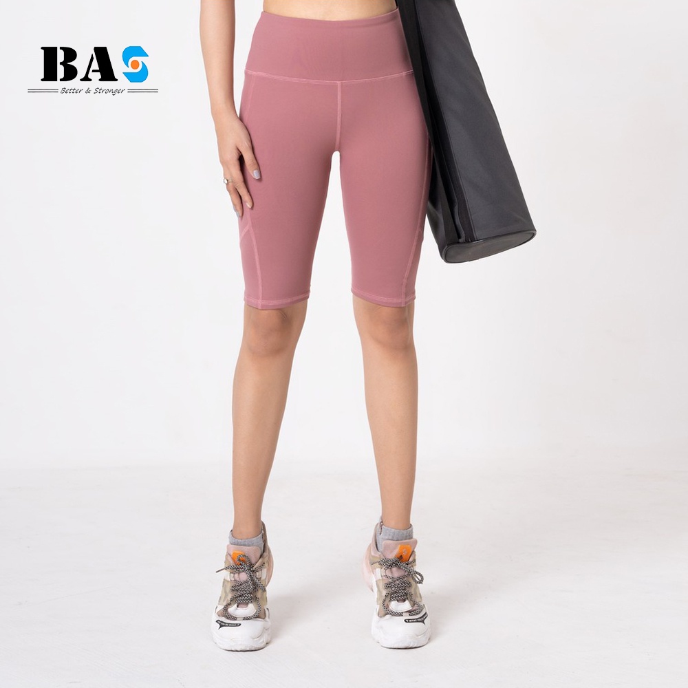 Quần biker short tập gym yoga aerobic BAS thiết kế lưng cao chất thun co giãn đa chiều - QL210410