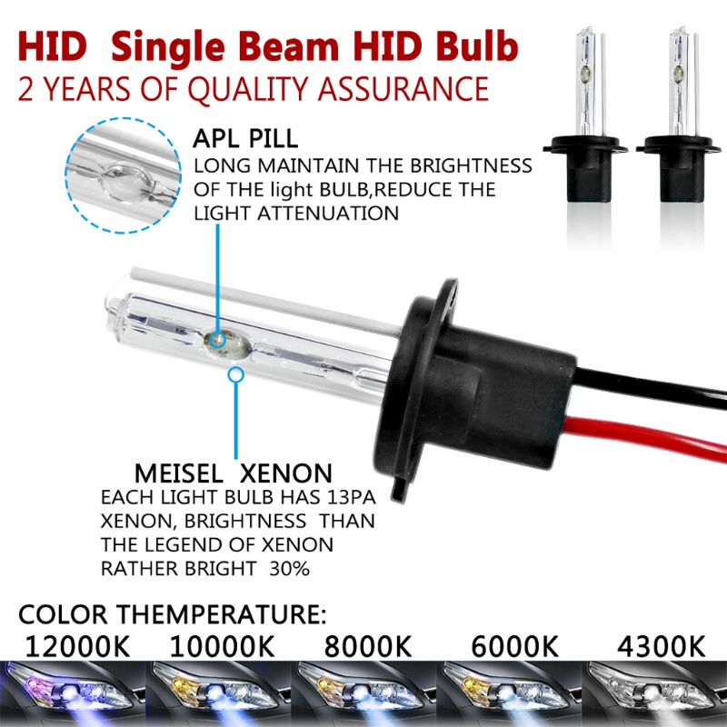 Bộ Đèn Pha Xenon 55W H7 8000K 55W HID AC 6000K 6500LM Siêu Bền Chống Thấm Nước Cho Xe Hơi