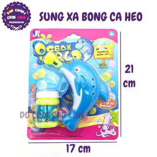 Đồ chơi súng thổi bong bóng cá heo bóp tay 1 bình P8458A