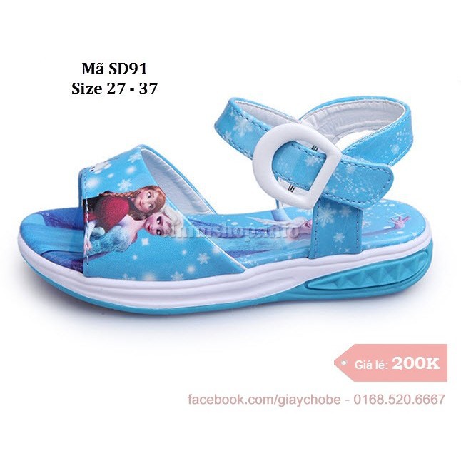 Sandal Xanh Bé Gái Hình Elsa Anna SD91 Hàng nhập khẩu