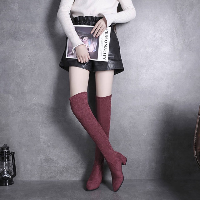 [CÓ SẴN] Bốt Đùi Da Lộn Đế Vuông (ẢNH THẬT Ở CUỐI) | BigBuy360 - bigbuy360.vn