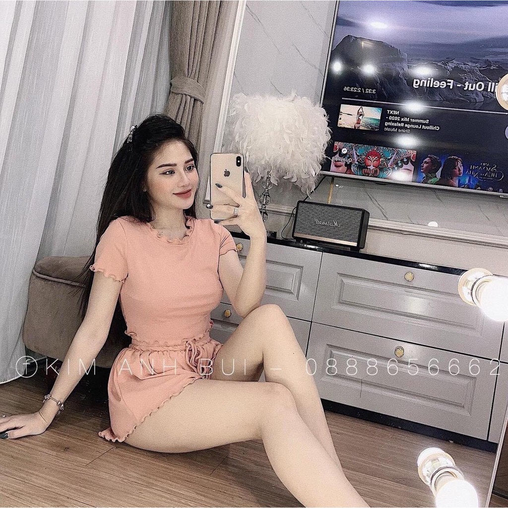 Sét bộ thun short croptop vải borip siêu mát siêu xinh TTSLA0126