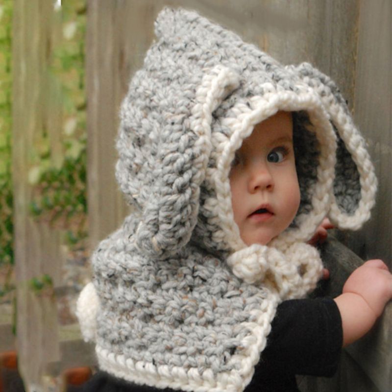 Mũ Dệt Kim Trùm Đầu Kiêm Khăn Choàng Cổ Đan Móc Hình Thú Hoạt Hình Thời Trang Mùa Đông Cho Bé