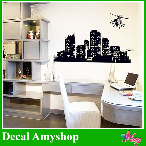 Decal dán tường Dạ quang Thành phố đêm 2 - PVC vinyl - DDQ013