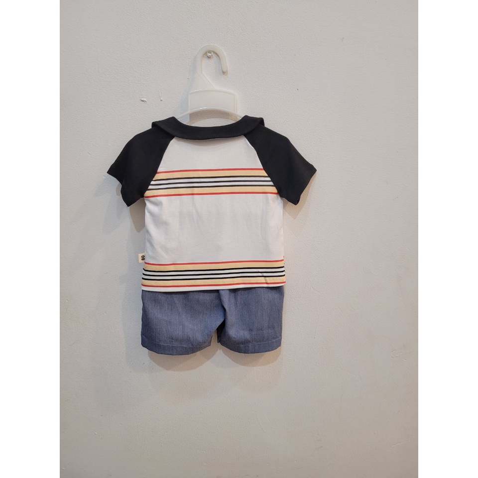 BỘ ÁO THUN CỔ SƠ MI KÈM GẤU BÉ TRAI