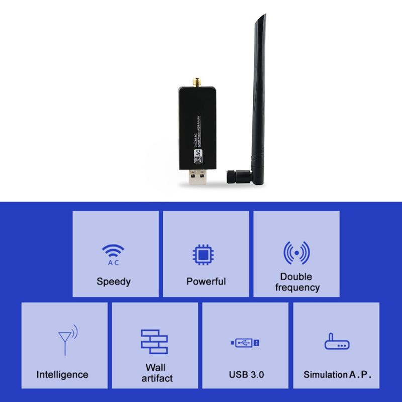 Ăng Ten Không Dây W50L-5Db 2.4g / 5g Wifi Usb3.0 Rtl8812Au Cho Laptop | BigBuy360 - bigbuy360.vn